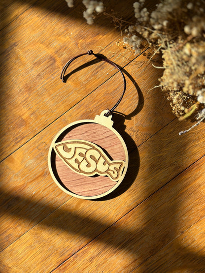 Jesus Fish - wooden Christmas ornament
