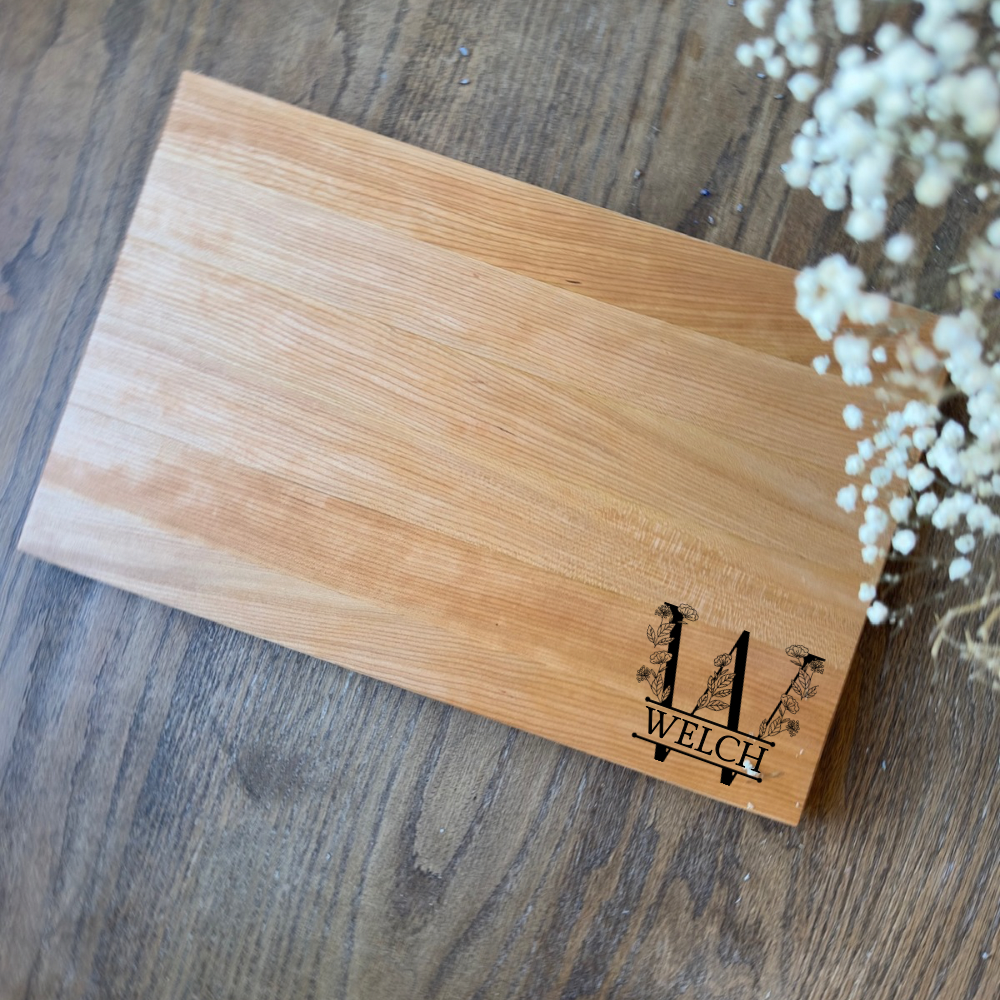 Floral Monogram Personalized Wooden Cutting Board
