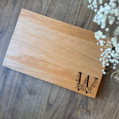 Floral Monogram Personalized Wooden Cutting Board