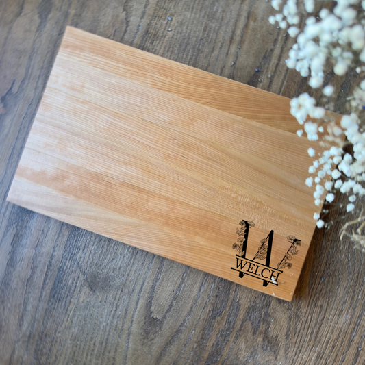 Floral Monogram Personalized Wooden Cutting Board