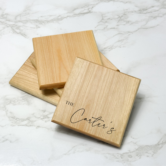 Last Name - Personalized Wooden Coasters