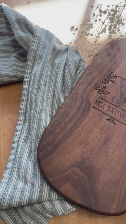 Handmade Monogram Engraving Wooden Charcuterie Board