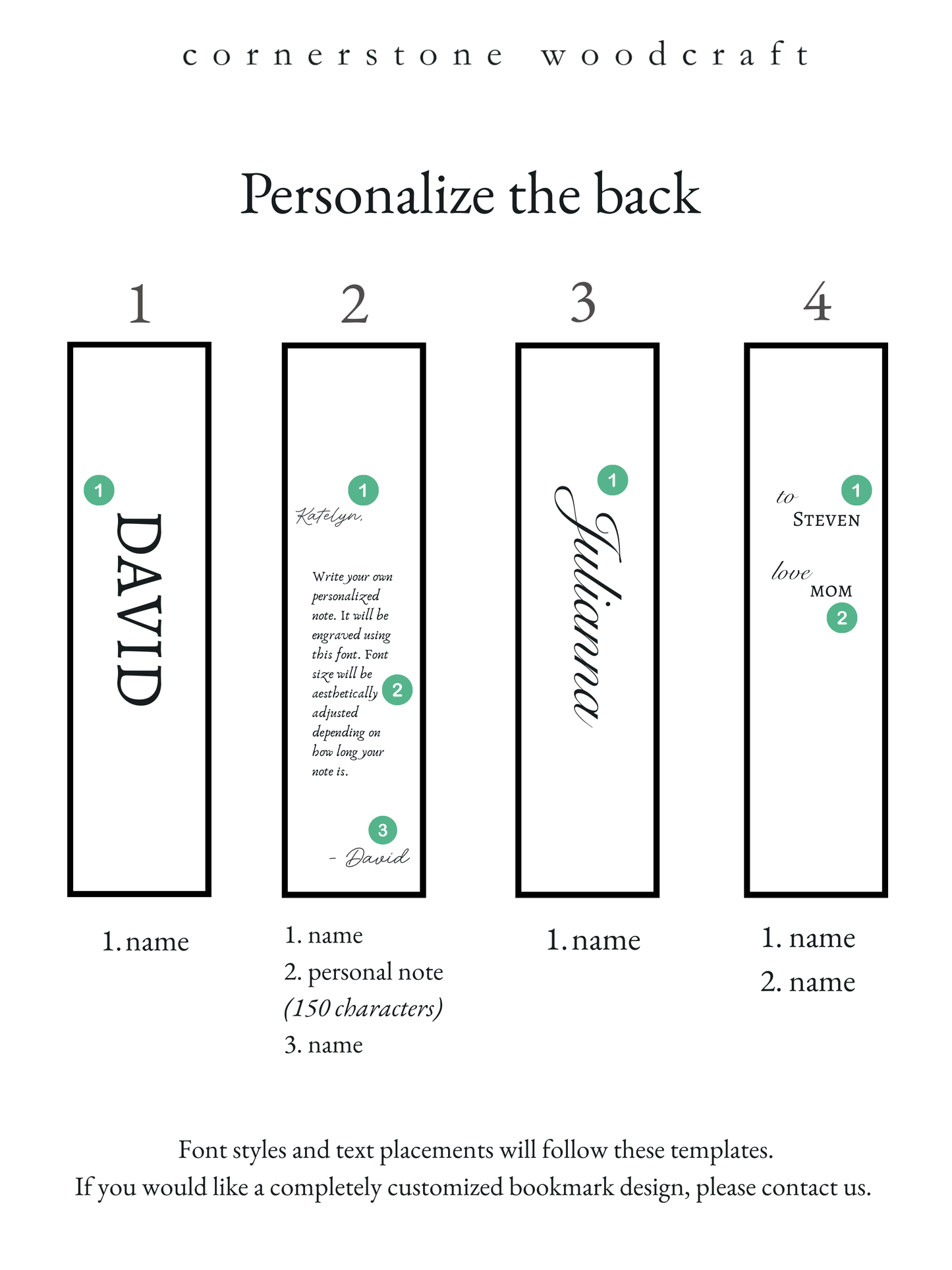 Minimalist Flower Personalized Wooden Bookmarks