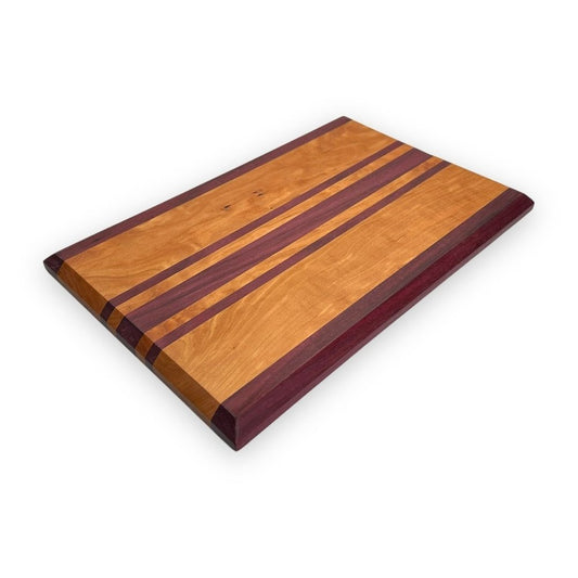 Cherry and Purple Heart - Handmade Wood Cutting Board - RTS bottom view