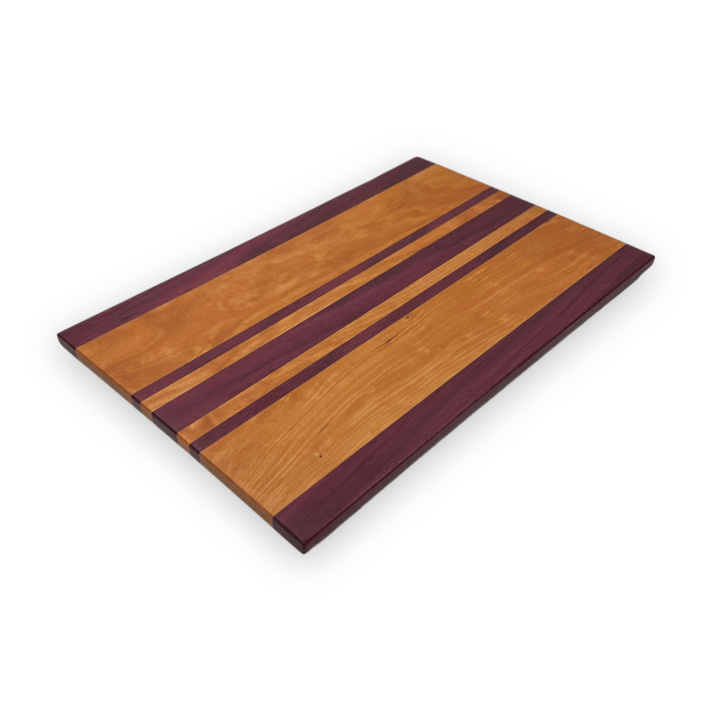 Cherry and Purple Heart - Handmade Wood Cutting Board - RTS top view