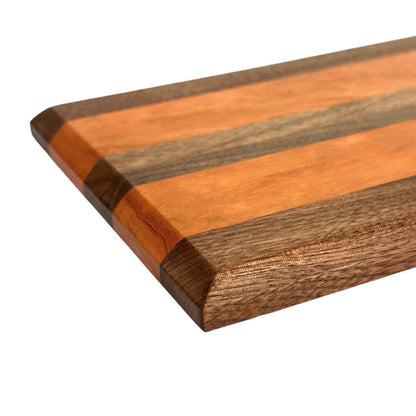 Exotic Mini Wood Cutting Boards - RTS walnut and cherry bottom edge bevel view