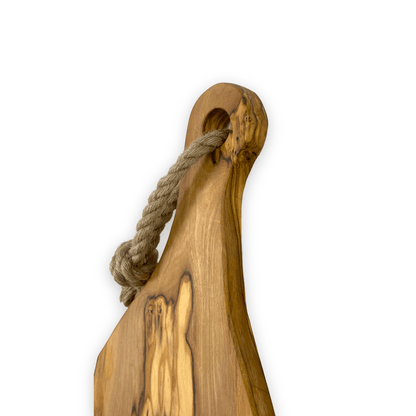 Live-edge Rustic Olive Wood - Handmade Charcuterie Boards - RTS small handle detail view