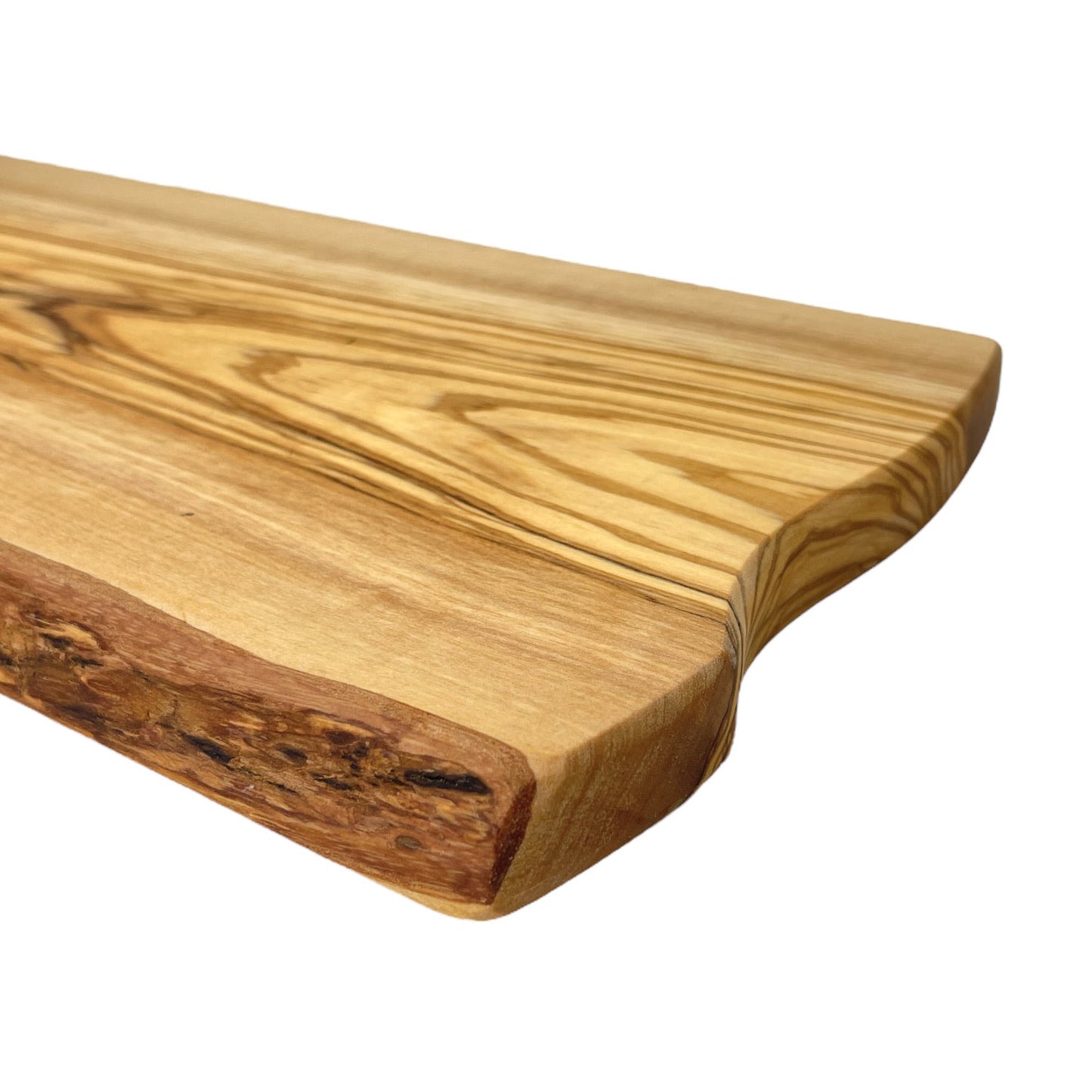Live-edge Rustic Olive Wood - Handmade Charcuterie Boards - RTS tray edge detail view