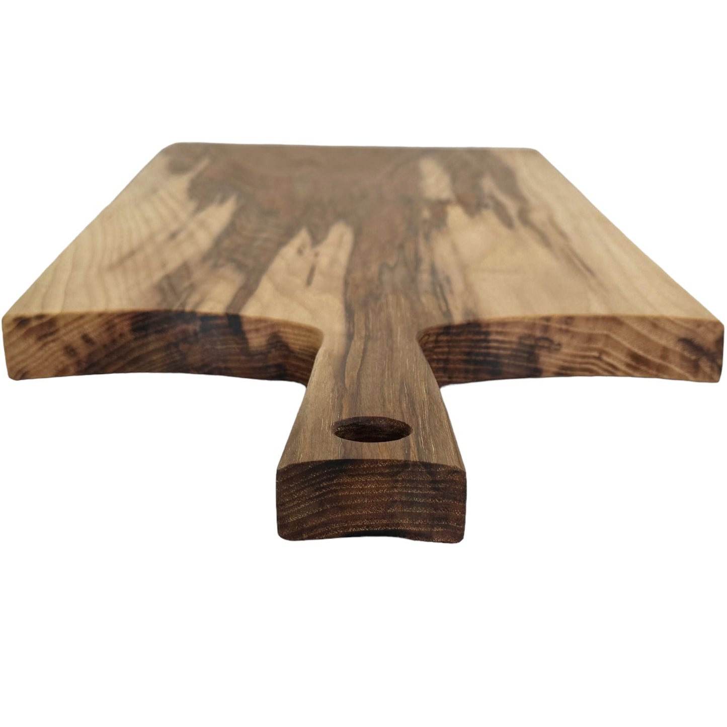 Rustic Handmade Wooden Charcuterie Boards - RTS hickory top of handle detail view